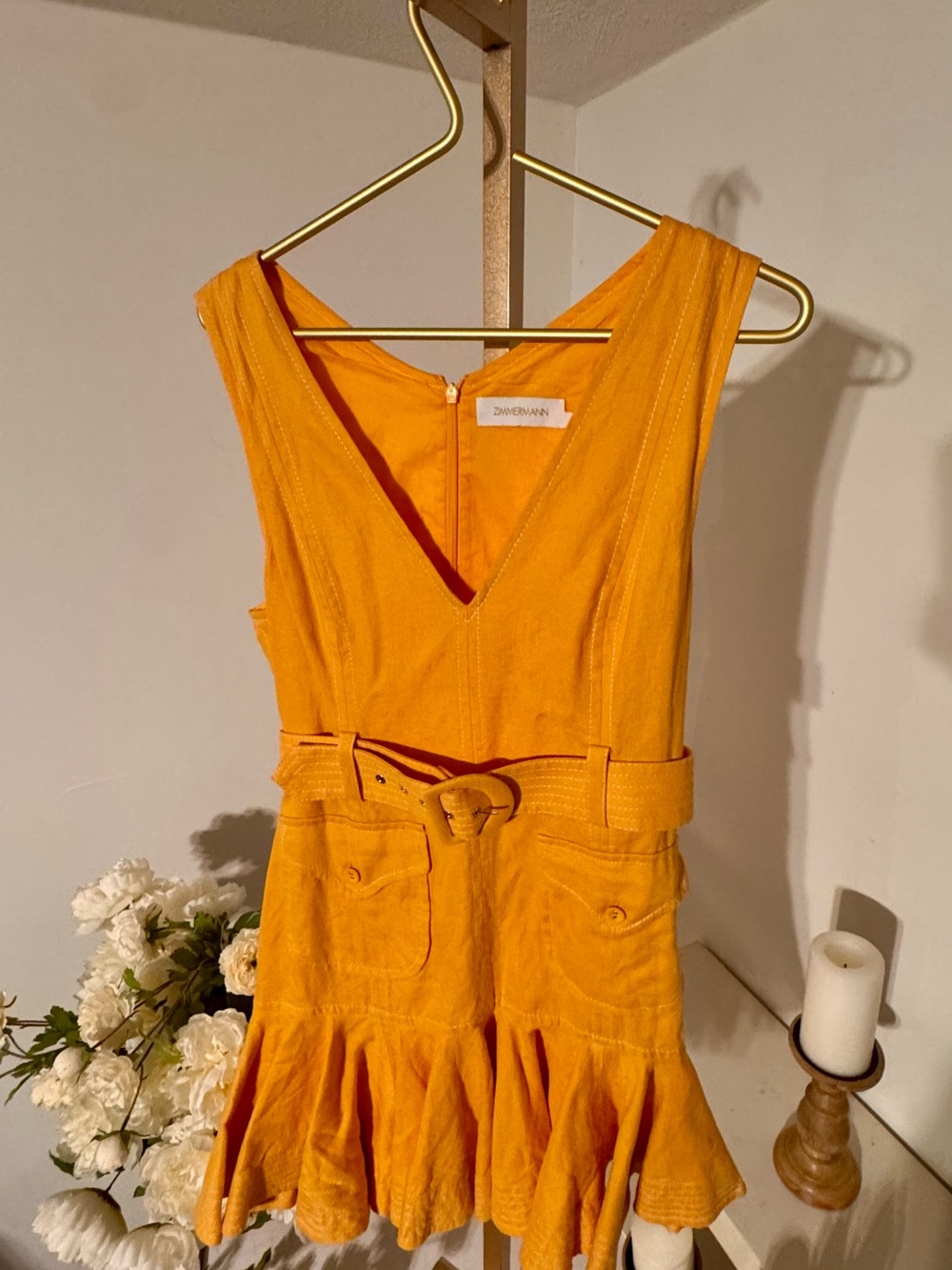 Zimmermann Bright Golden-Orange V-Neck Dress - Picture 6 of 16